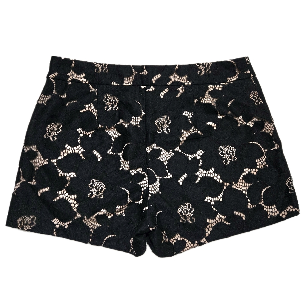 Express Black Lace Shorts Tan Lining High Waist Side Zipper Closure Size 6 - Picture 4 of 10